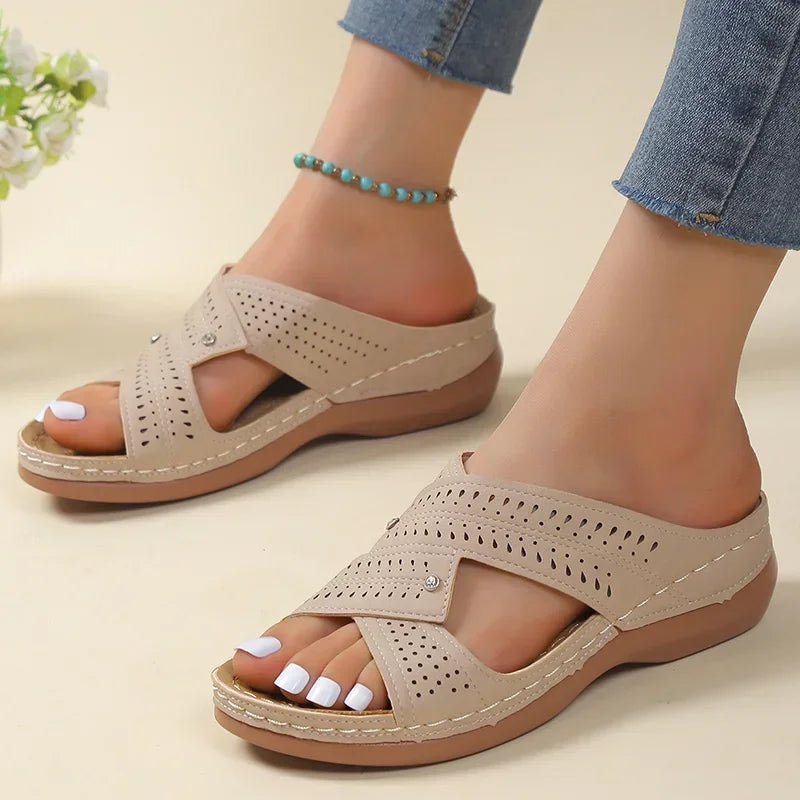 Sandals Women Summer Shoes Women Elegant Low Heels Sandals Summer Slippers Zapatos Mujer Wedge Heeled Sandals Female 2024